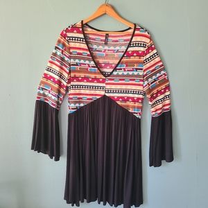 Voll Bell Sleeve Aztec Southwest Print Dress XL
